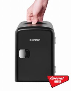 Chefman Portable Black Personal Mini Fridge Cools Or Heats & Provides Compact Storage For Skincare