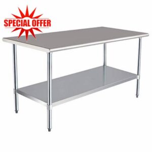 AmazonCommercial NSF Stainless-Steel Workbench - 76 x 152 cm
