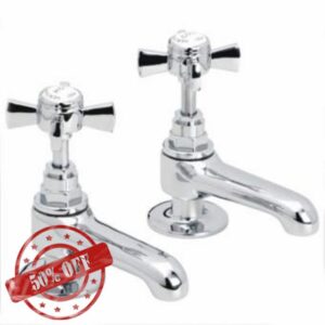 Heritage Dawlish 1/2" Basin Pillar Taps Quarter Turn CD in Chrome TDCC00 (Pair)