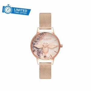 Olivia Burton Analogue Quartz Watch for Women with Rose Gold Coloured Stainless Steel Bracelet - OB16PP4