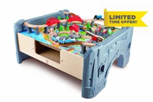 Hape Train Activity Table | 70 Piece Railway Train & Table Set with Battery Powered Locomotive