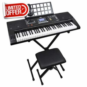 Axus AXP2PK 61 Key Beginner Touch Sensitive Electronic Keyboard Piano Package for Students with Stand