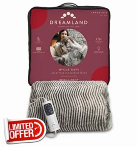 Dreamland Intelliheat Deluxe Zebra Heated Faux Fur Intelliheat+ 5 Minute Fast Heat Electric Throw
