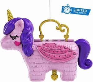 Polly Pocket Unicorn Party Large Compact Playset with Micro Polly & Lila Dolls 25+ Surprises to Discover & Fun Princess Party Play Areas Bouncy House