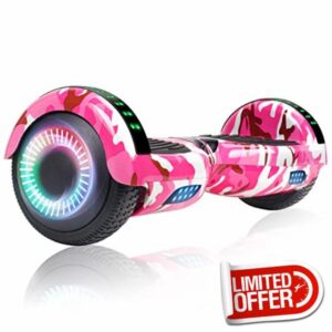 SISIGAD Hoverboard Self Balancing Scooter 6.5" Two-Wheel Self Balancing Hoverboard with Bluetooth Speaker and LED Lights Electric Scooter for Adult Kids Gif