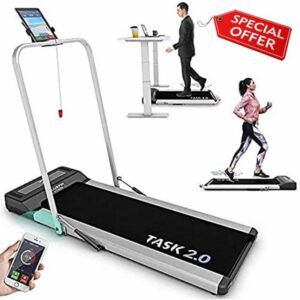 Bluefin Fitness TASK 2.0 2-in-1 Folding Under Desk Treadmill | Home Gym Office Walkpad | 8 Km/h | Joint Protection Tech | Smartphone App | Bluetooth Speaker | Compact Walking/Running Machine