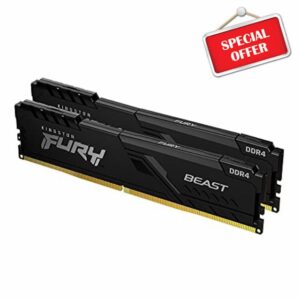 Kingston FURY Beast 16 GB (2 x 8 GB) 3600 MHz DDR4 CL17 Desktop Memory Kit of 2 KF436C17BBK2/16