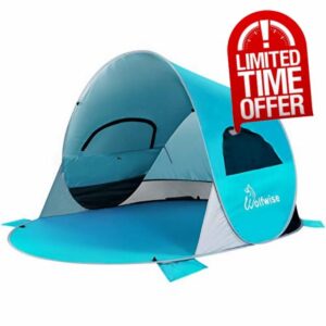 Wolfwise 3-4 Person Pop Up Beach Tent UPF 50+ Family Baby Sun Shelter Canopy Sport Umbrella Sun Shade Tent