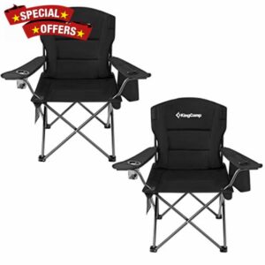 KingCamp Camping Chair with Cooler Bag and Cup Holder Camping Chairs for Adults Folding Chairs Outdoor for Garden Picnic Hiking Indoor 300LBS Capacity