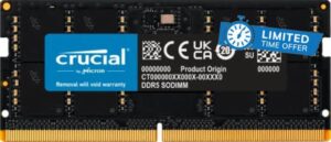 Crucial RAM 32GB DDR5 4800MHz CL40 Laptop Memory CT32G48C40S5