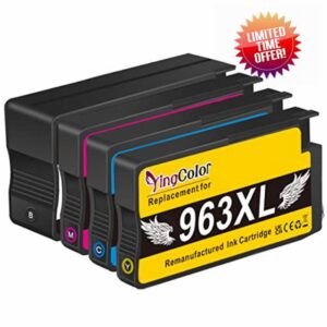 963XL Ink Cartridges Multipack High Yield for HP 963 Ink Cartridge High Yield for HP OfficeJet Pro 9010 9015 9020 9019 9025 9012 9022 9014 9016 9013 Inkjet Printer (Black Cyan Magenta Yellow