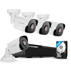 4K 8CH NVR with 4X 5MP PoE Outdoor IP Cameras Support Human Detection and Easy Remote for 24x7 Audio Recording 2TB HDD Installed