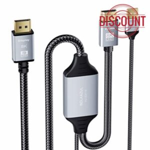BolAAzuL 8K HDMI 2.1 to Displayport 1.4 Adapter Cable -USB Powered-2m