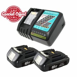 VOLT1799 2Pack 2.0Ah lithium-ion replacement battery for Makita 18v battery with 6.5A DC18RC charger