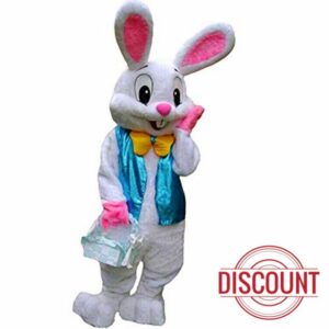 MatGui Easter Rabbit Mascot Costume Unisex Deluxe Bunny Costume Party Adult Size Fancy Dress