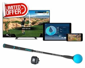 PHIGOLF Smart Home Golf Simulator – Swing Stick Trainer & Analyzer – Mobile Golf Game Featuring WGT & E6 Connect Apps and Software (iOS & Android Compatible)