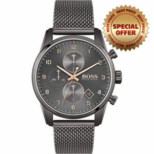 BOSS Chronograph Quartz Watch for Men with Grey Stainless Steel Mesh Bracelet - 1513837