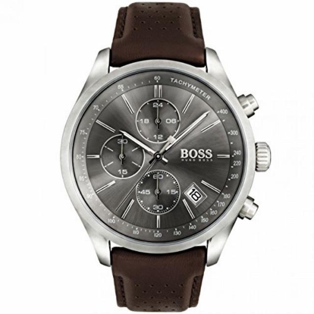BOSS Men's Chronograph Quartz Watch Grand Prix with Leather Strap