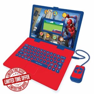 LEXIBOOK JC798SPi1 Spider-Man Educational and Bilingual Laptop French/English Coloured Screen-Toy for Boys & Girls