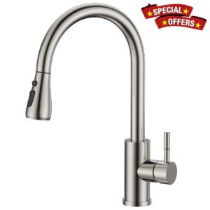 FORIOUS Kitchen Sink Taps Mixer with Pull Out Spray