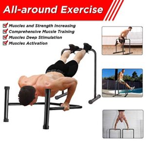 Heavy Duty Dip Stand Body Press Bar Parallette Exercise Bar Workout Equalizer for Calisthenics-Black