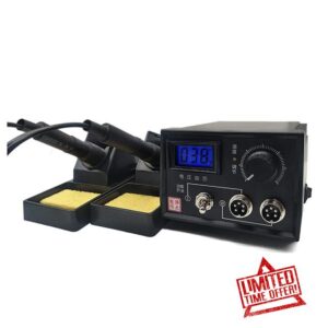 ele ELEOPTION 220V Pyrography Machine 60W Multifunction for Wood Burning Gourd Crafts Pyrography Tool Professional Wood Burning Kit with 20pcs Pyrography Wire Tips (Digital Double Socket Dual Pen)