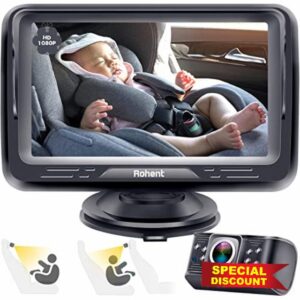 Baby Car Camera HD 1080P Baby Car Mirror 5 Mins Easy Installation Crystal Night Vision Infant Travel Safety Kit Rohent N06