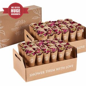 Flora & Bloom Biodegradable Confetti With Pre Built Cones | Dried Flowers (6 Litres) | Wedding Confetti Kit | Pop Open Cones & Tray |Jasmine