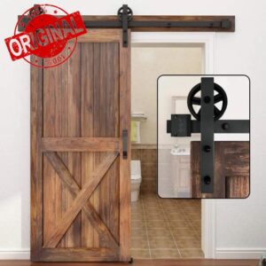 WINSOON 6FT/183cm Sliding Barn Door Hardware Track Kit Carbon Steel Flat Track System Closet Rail Sliding Kit for Single Door…