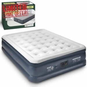 Green Haven Premium King Size Air Bed with Built in Electric Pump & Pillow – Raised Flocked Airbed with a Soft Top | Fast Self-inflating Camping Bed with Upgraded Internal Beams