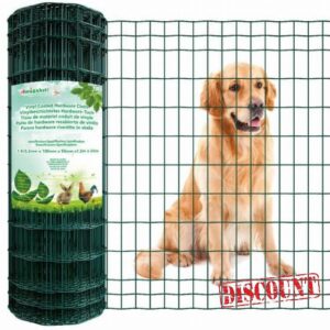 Amagabeli Garden Home 1.22M X 25M Square Wire Mesh Fence RAL6005 Green Mesh Size 50 x 100mm PVC Coated Garden Wire Netting Poultry Netting Chicken Wire Hardware Cloth DA043