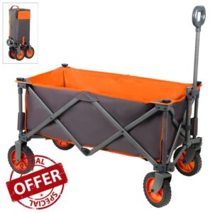 Portal Festival Camping Trolley Cart with Wheels Folding Garden Beach Wagon Foldable Pull along Trolley 100KG Trailer Collapsible with Removable Fabric for Picnic Transport Outdoo