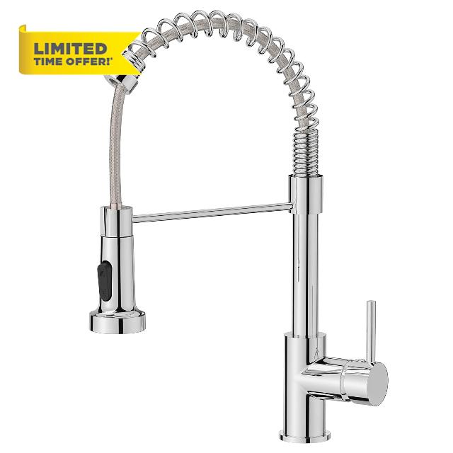 FORIOUS Spring Kitchen Sink Mixer Tap with Pull Down Sprayer