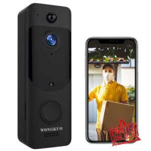 WONGKUO Video Doorbell Camera Wireless - [Human Detection 2022 Upgraded] Security Smart Door bells with Cloud Storage
