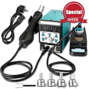 FNRIDS 2-in-1 Hot Air Gun Rework and Soldering Iron Station with ℉/℃