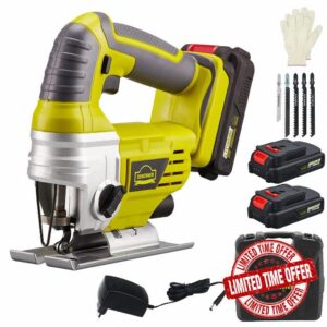 DEWINNER Cordless Jigsaw Saw with 2 * 2.0Ah Li-ion 20V MAX Battery