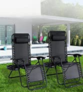 Straame Garden | Zero Gravity Chair | Set of 2 | Heavy Duty Textoline | Outdoor & Garden Sunloung...