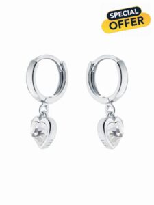 Ted Baker Hanniy Crystal Heart Huggie Earring - Rose Gold Tone/Crystal or Silver Tone/Crystal Options