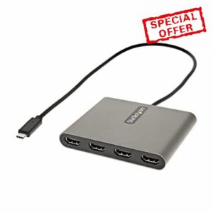 StarTech.com USB C to 4 HDMI Adapter - External Video & Graphics Card - USB Type-C to Quad HDMI Display Adapter Dongle - 1080p 60Hz - Multi Monitor Video Converter - Windows Only (USBC2HD4)