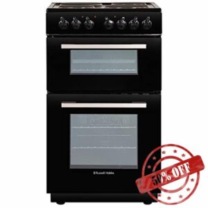Russell Hobbs RH50ETCEH2001B Black 85L Freestanding 50cm Wide Fan Assisted Electric Cooker with Double Oven