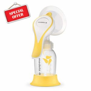 Medela Harmony Manual Breast Pump - Compact Swiss design featuring PersonalFit Flex shields and Medela 2-Phase Expression technology