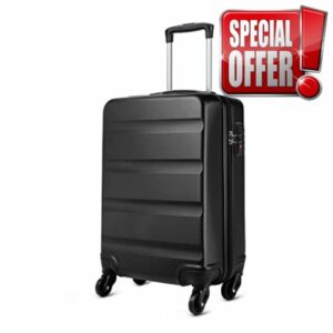 Kono Cabin Luggage Hard Shell ABS Carry-on Suitcase with 4 Spinner Wheels and Dial Combination Lock(Black)