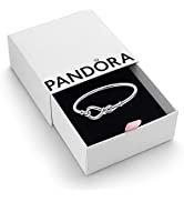 Pandora Moments Women's Sterling Silver Heart Clasp Snake Chain Bracelet for Charms