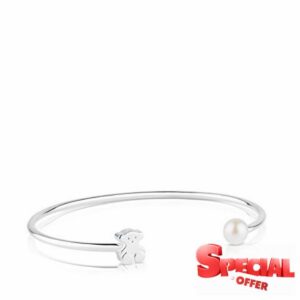 TOUS Women's Sweet Dolls Silver Pearl Bangle