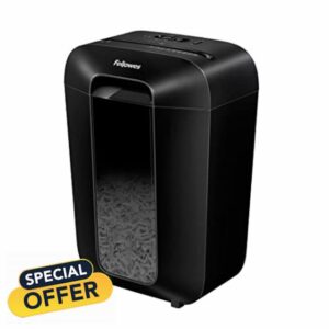 Fellowes Paper Shredder for Home Office Use - 11 Sheet Cross Cut Shredder for Home and Office Use - Deskside Shredder with 18 Litre Bin and Safety Lock - Powershred LX70 - High Security P4 - Black