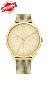Tommy Hilfiger Analogue Multifunction Quartz Watch for Women with Gold Coloured Stainless Steel Mesh Bracelet - 1782458