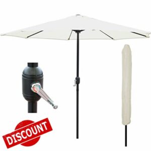 GlamHaus Garden Parasol Table Umbrella 2.7M with Crank Handle for Outdoors