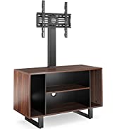 FITUEYES Modern Wood TV Stand with Swivel Bracket for 37 to 75 Inch Decorative Strips Removable F...