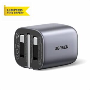 UGREEN USB C Charger 65W Foldable Nexode GaN 3-Port Charger Plug Fast Power Adapter Compatible with MacBook Pro