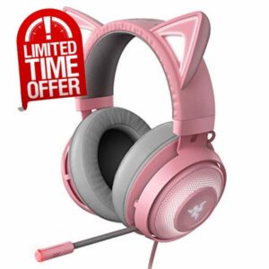 Razer RZ04-02980200-R3M1 Kraken Kitty Chroma USB Gaming Headset: Retractable Noise Cancelling Mic - Lightweight Aluminum F...
